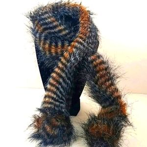 Faux Fur Collar Hat Head Purse Scarf Wrap